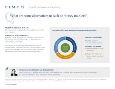 Your Global Investment Authority  Q What are some alternatives to cash or money markets?