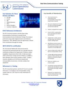 Real-time Communications Testing  Key Benefits of Membership Test Solutions for these Devices and More: