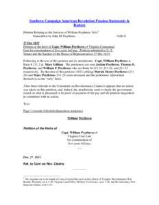 Southern Campaign American Revolution Pension Statements & Rosters Petition Relating to the Services of William Poythress Va14 1 Transcribed by John M. Poythress[removed]