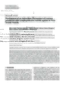 Development of an Antioxidant Phytoextract of Lantana grisebachii with Lymphoprotective Activity against In Vitro Arsenic Toxicity