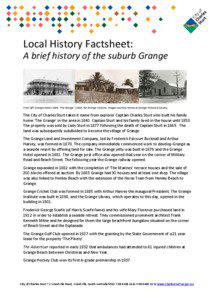 Local History Factsheet: A brief history of the suburb Grange