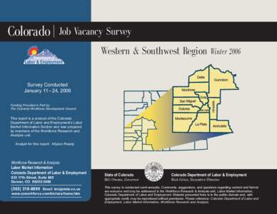 Colorado  Job Vacancy Survey Western & Southwest Region Winter[removed]Survey Conducted