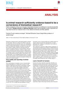 Is animal research sufficiently evidence based to be a cornerstone of biomedical research?