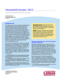 Household Income: 2012 American Community Survey Briefs By Amanda Noss