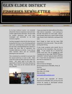 GLEN ELDER DISTRICT FISHERIES NEWSLETTER Volume 5, Issue 2  Kansas Department of Wildlife, Parks, & Tourism