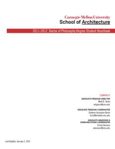 School of Architecture[removed]Doctor of Philosophy Degree Student Handbook CONTACT: Graduate Program Director