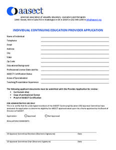   american association of sexuality educators, counselors and therapists  1444 I Street, NW ● Suite 700 ● Washington ● DC ● 20005 ● [removed] ● [removed]      