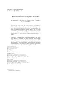 Journal de Th´eorie des Nombres de Bordeaux), 1–21 Endomorphismes d’alg` ebres de suites par Ahmed AIT-MOKHTAR, Abdelkader NECER et