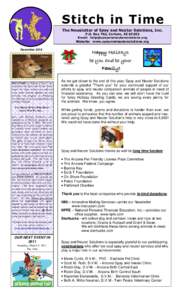 Stitch in Time The Newsletter of Spay and Neuter Solutions, Inc. P.O. Box 762, Cortaro, AZEmail:  Website: www.spayandneutersolutions.org December 2010