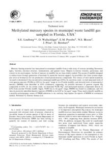 Atmospheric Environment[removed]–4015  Technical note Methylated mercury species in municipal waste landﬁll gas sampled in Florida, USA1