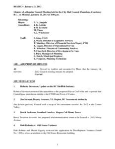 Minutes of a Regular Council Meeting held in the City Hall Council Chambers, Courtenay BC, on Wednesday, August 4, 1999 at 5:00 p