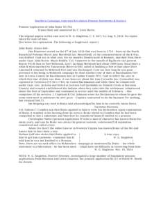 Southern Campaign American Revolution Pension Statements & Rosters Pension Application of John Brake S15762 Transcribed and annotated by C. Leon Harris The original papers in this case sent to W . G. Singleton, U. S. Att