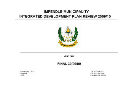 IMPENDLE MUNICIPALITY INTEGRATED DEVELOPMENT PLAN REVIEW[removed]