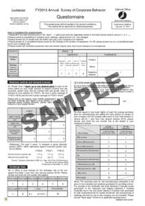 Cabinet Office  FY2013 Annual Survey of Corporate Behavior Confidential