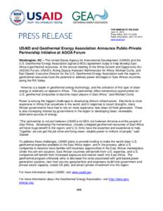FOR IMMEDIATE RELEASE June 14, 2012 Press Office: [removed]Public Information: [removed]www.usaid.gov