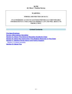 NLTS2 A2: Wave 1 Teacher Survey WARNING FEDERAL RESTRICTED-USE DATA UNAUTHORIZED ACCESS TO LICENSED INDIVIDUALLY IDENTIFIABLE