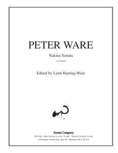 PETER WARE Nakina Sonata for Guitar Edited by Lynn Harting-Ware