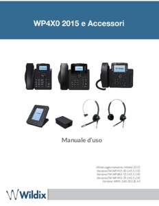 Manuale d’uso  Ultimo aggiornamento: ottobre 2015 Versione FW WP410: Versione FW WP480: Versione FW WP490: 