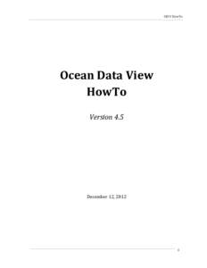 ODV HowTo  Ocean Data View HowTo Version 4.5