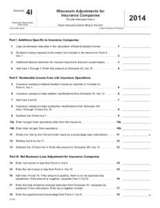 2014 IC-020C Schedule 4I Wisconsin Adjustments for Insurance Companies