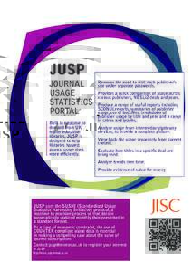 JUSP JOURNAL USAGE STATISTICS PORTAL Built in response to