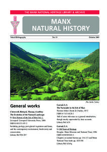 THE MANX NATIONAL HERITAGE LIBRARY & ARCHIVE  MANX NATURAL HISTORY Select Bibliography