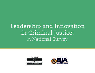 Leadership and Innovation in Criminal Justice: A National Survey 5