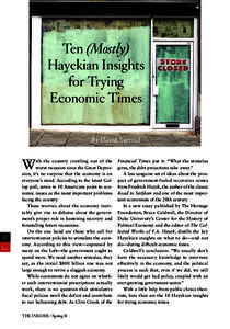 Ten (Mostly) Hayekian Insights for Trying Economic Times By David Azerrad