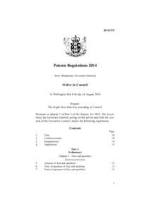 [removed]Patents Regulations 2014 Jerry Mateparae, Governor-General  Order in Council