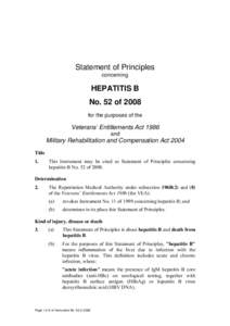 Statement of Principles concerning HEPATITIS B No. 52 of 2008 for the purposes of the