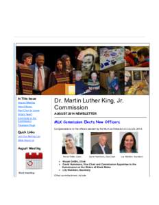 In This Issue  Past Chair to Leave Dr. Martin Luther King, Jr. Commission