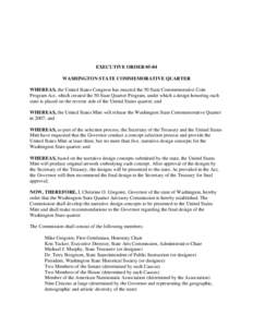 Executive Order 05-04: Washington State Commemorative Quarter