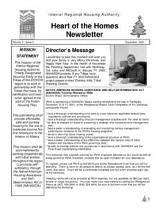Interior Regional Housing Authority  Heart of the Homes Newsletter Volume 1 , Issue 5