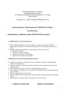 Scuola Secondaria di 1° Grado “Generale Saverio Griffini” con Sezione Associata Scuola Secondaria di 1° Grado “Mario Borsa” Via Olimpo, [removed]CASALPUSTERLENGO (LO)