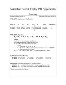 Radiometry / Calibration / Science / Metrology / Baseline Surface Radiation Network / PH / Calibrated geometry / Measurement / Chemistry / Pyrgeometer