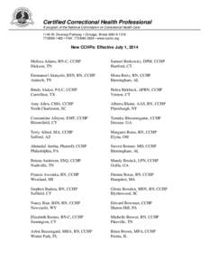 Certified Correctional Health Professional A program of the National Commission on Correctional Health Care 1145 W. Diversey Parkway • Chicago, Illinois[removed][removed] • FAX: [removed] • www.ncchc.org  