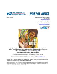 Postal markings / Stamp collecting / Postal system / Jimi Hendrix / United States Postal Service / Postmark / Postage stamp / Cancellation / The Jimi Hendrix Experience / Philately / Cultural history / Collecting