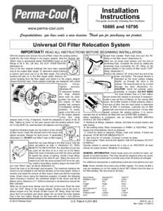 Installation Instructions This guide covers the following Item Numbers:  10695 and 10795