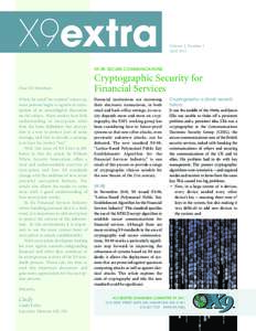 X9extra  Volume 2, Number 1 AprilX9.98: SECURE COMMUNICATIONS