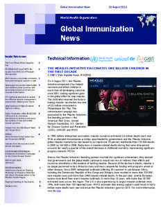 Global Immunization News  31 August 2011