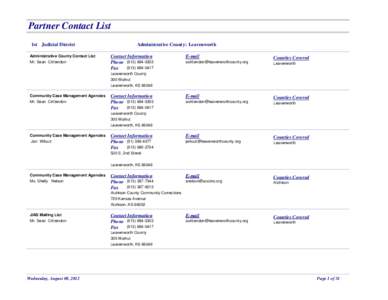 Partner Contact List 1st Judicial District Administrative County Contact List Mr. Sean Crittendon  Administrative County: Leavenworth