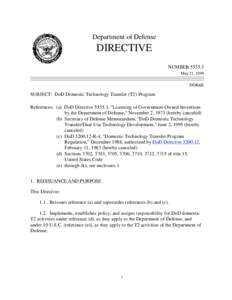 Department of Defense  DIRECTIVE NUMBER[removed]May 21, 1999 DDR&E