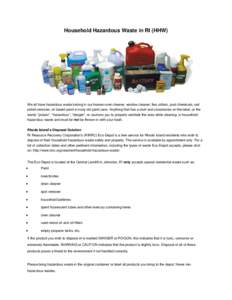 RI DEM/Household Hazardous Waste (HHW)