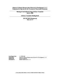 Johnson & Johnson Pharmaceutical Research & Development, L.L.C. Doripenem for Injection for the Treatment of Nosocomial Pneumonia Meeting of Anti-Infective Drugs Advisory Committee