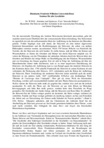 Rheinische Friedrich-Wilhelms Universität Bonn Seminar für alte Geschichte Dr. W.Will - Arminius und Spartacus- Zwei ”deutsche Helden”