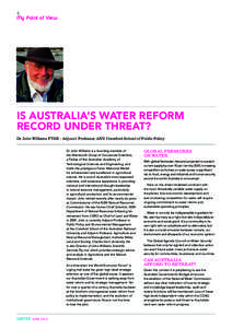 4  My Point of View IS AUSTRALIA’S WATER REFORM RECORD UNDER THREAT?