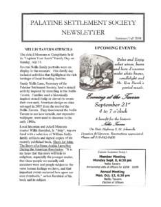 PALATINE SETTLEMENT SOCIETY NEWSLETTER Summer/Fall 2008 NELLIS TAVERN STENCILS