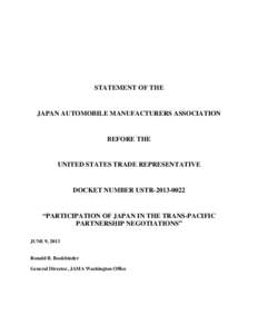 STATEMENT OF THE  JAPAN AUTOMOBILE MANUFACTURERS ASSOCIATION BEFORE THE