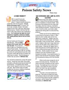 Poison Safety News  Winter Issue A HOME REMEDY? Milk is a good thing to give