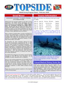 NOAA Diving Program News - February[removed]Good News! Course Information